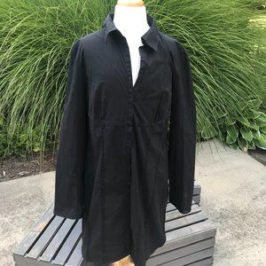 YUKA Long-Sleeved Shirt Dress-Length Tunic - Black - Size Medium